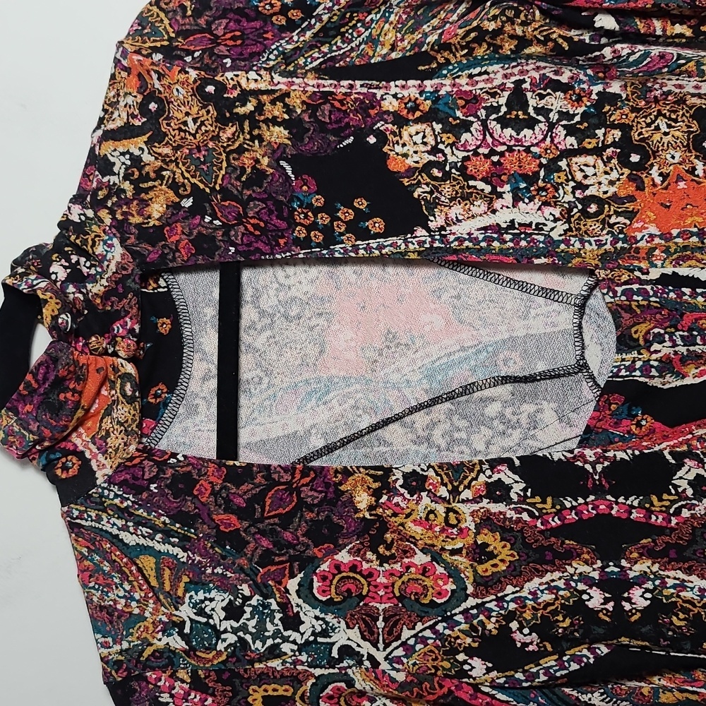 FREE PEOPLE All Dolled Up Paisley High Neck Open Back Long Sleeve Mini Dress Sm - Picture 12 of 16